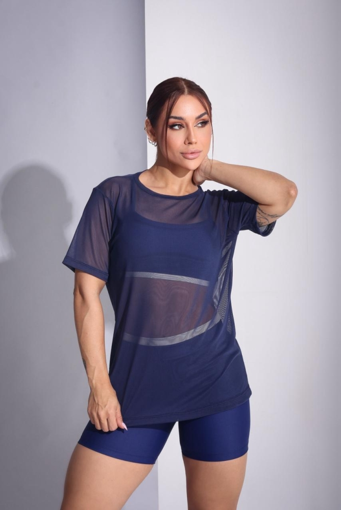 Blusa Tule Azul Marinho