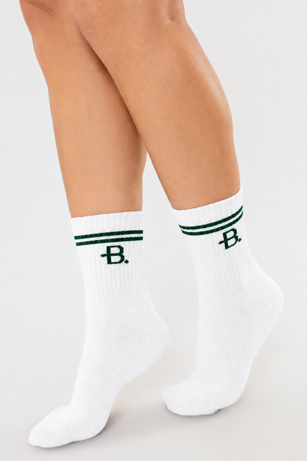 Meia B. Branco / Verde Pavão