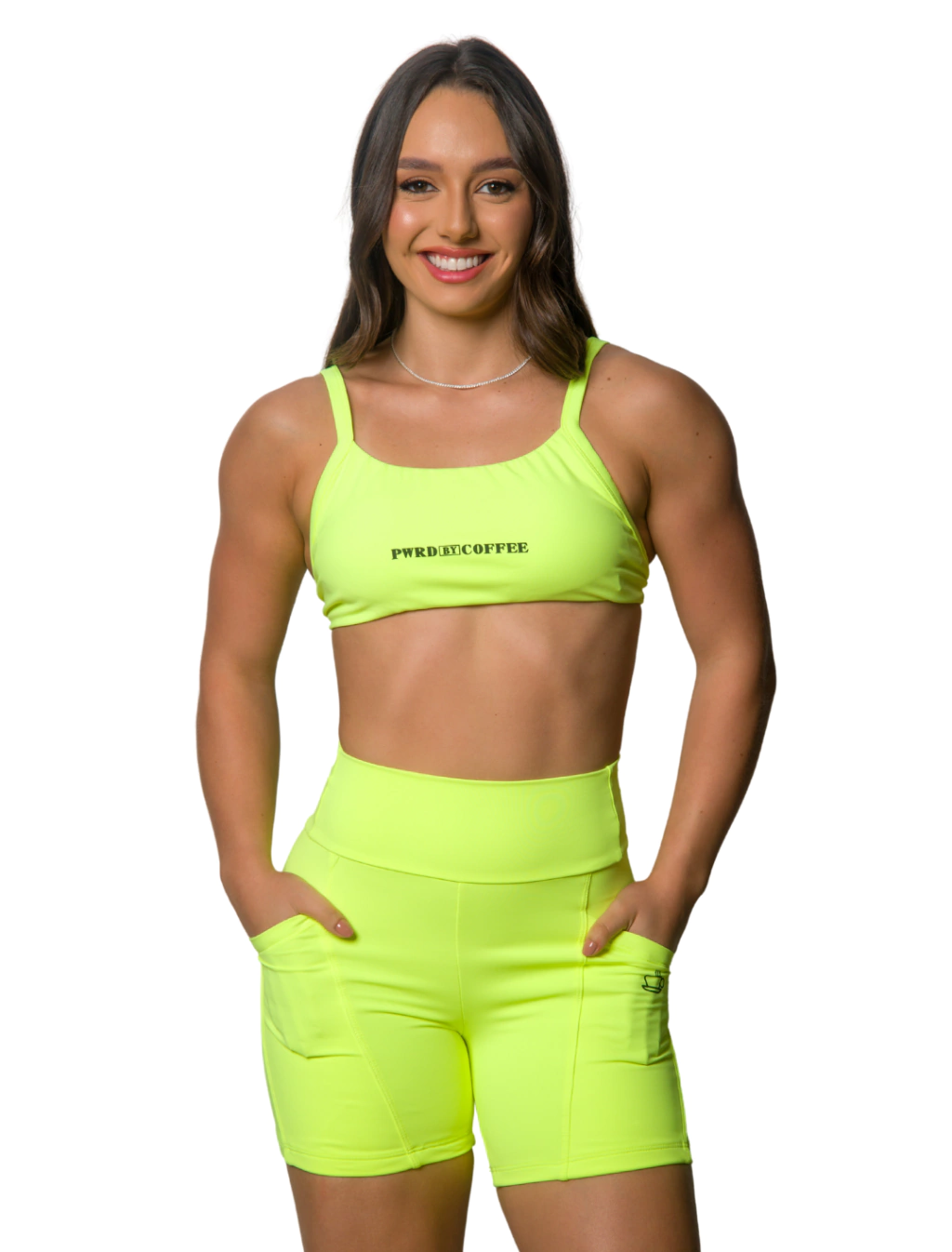 SHORTS BEL C/BOLSO AMARELO NEON
